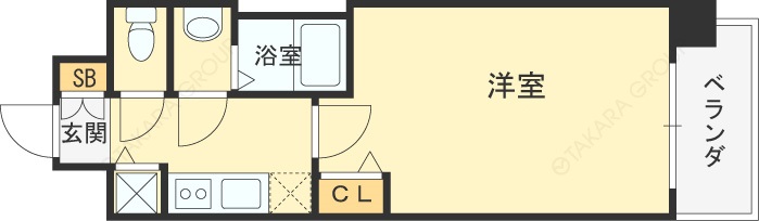 プレサンス梅田東アルファ-1K(99638957)の間取り図