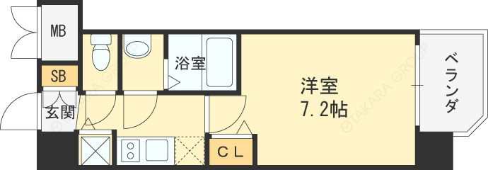 メインステージ大阪福島-1K(84315915)の間取り図