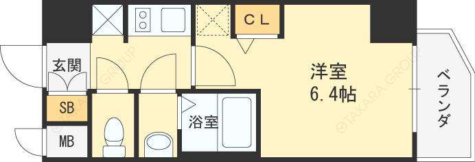 エステムコート梅田北Ⅱゼニス-1K(83343819)の間取り図