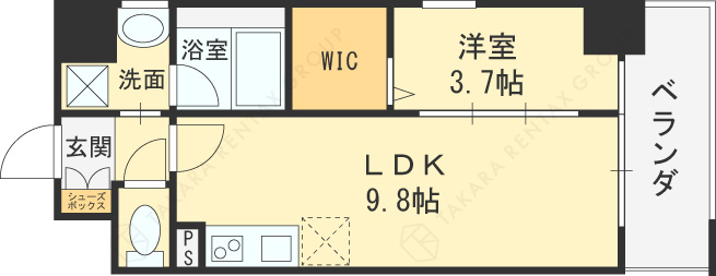 グランバース福島-1LDK(88339460)の間取り図