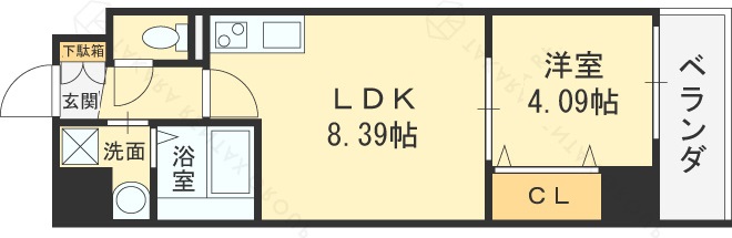 ＡＣＴ　ＤＯＯＲＳ　天六-1LDK(99115551)の間取り図