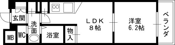 コンソラーレ同心-1LDK(86114313)の間取り図