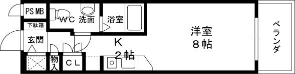 エスリード御堂筋梅田-1K(97469589)の間取り図