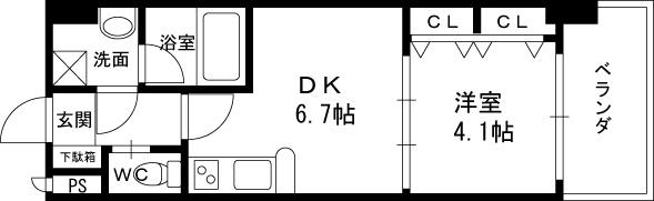 Ｃｈｏｅｉ６５　プレジオ中津-1DK(98326834)の間取り図