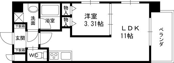 ラルテ中津-1LDK(88954646)の間取り図