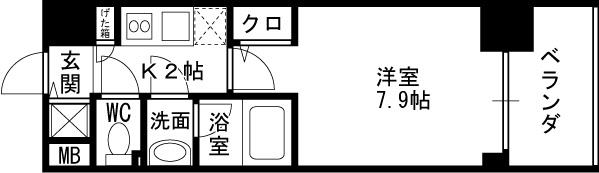 Ｓ－ＲＥＳＩＤＥＮＣＥ福島Ｌｕｘｅ-1K(87428424)の間取り図