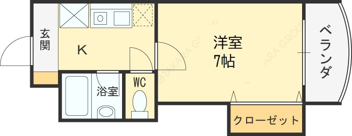 ノルデンハイムリバーサイド天神橋-1K(83306947)の間取り図