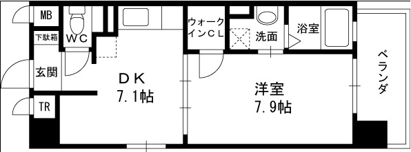ビバーチェ鷺洲-1DK(111088697)の間取り図