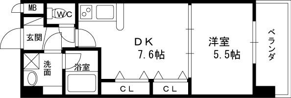 アーバネックス福島-1DK(87021246)の間取り図