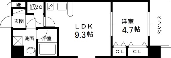 アーバネックス福島-1LDK(87470546)の間取り図