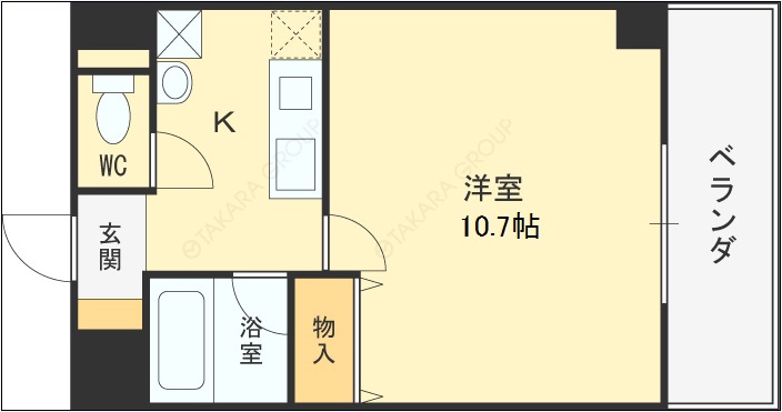 ラ・フォーレ東天満-1K(112037307)の間取り図