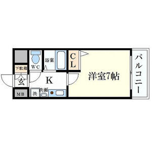 エスリード福島駅前-1K(83395516)の間取り図