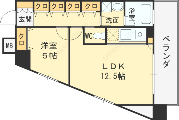レジュールアッシュ福島-1LDK(90712789)の間取り図
