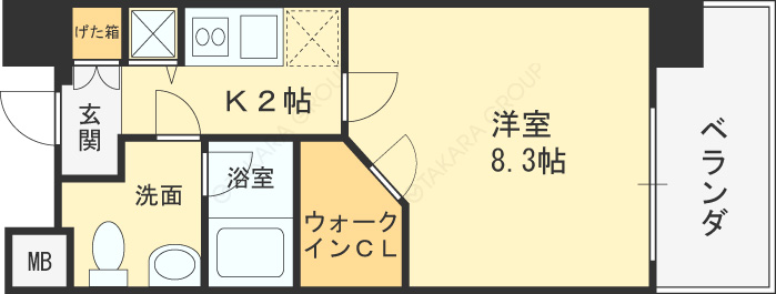 レジュールアッシュ福島-1K(90712829)の間取り図