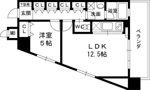 レジュールアッシュ福島-1LDK(90712810)の間取り図