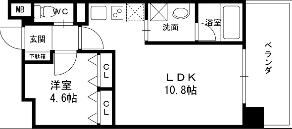 レジュールアッシュ福島-1LDK(112222476)の間取り図
