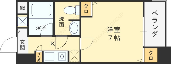 アーデン西天満-1K(110907936)の間取り図