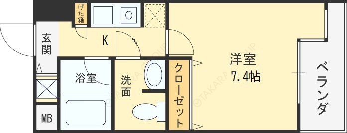アーデン西天満-1K(110907984)の間取り図
