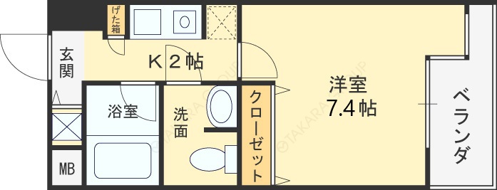 アーデン西天満-1K(110907935)の間取り図