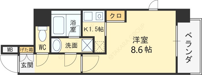 アーデン西天満-1K(110907877)の間取り図
