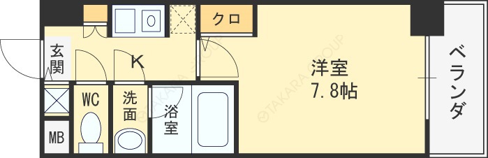 アーデン西天満-1K(110907966)の間取り図