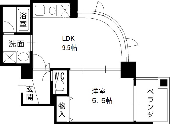 アルプス西梅田-1LDK(111140775)の間取り図