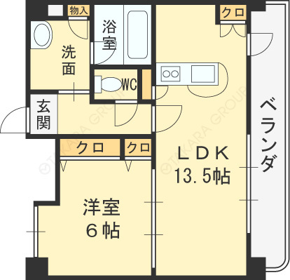 フローライト南森町-1LDK(112610665)の間取り図