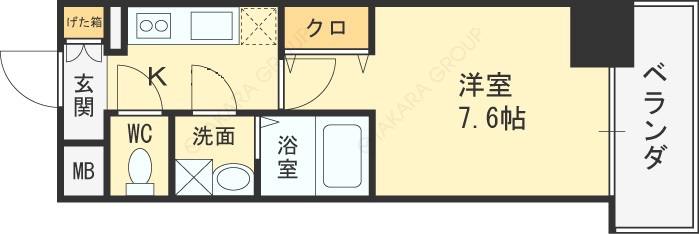 レジュールアッシュ梅田ＬＵＸＥ-1K(112650301)の間取り図
