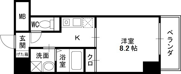 ドゥーエ本庄-1K(111244123)の間取り図