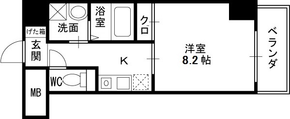 ドゥーエ本庄-1K(83322585)の間取り図