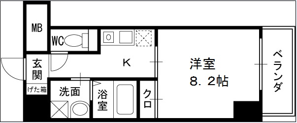 ドゥーエ本庄-1K(83322380)の間取り図
