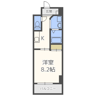 ドゥーエ本庄-1K(83322423)の間取り図