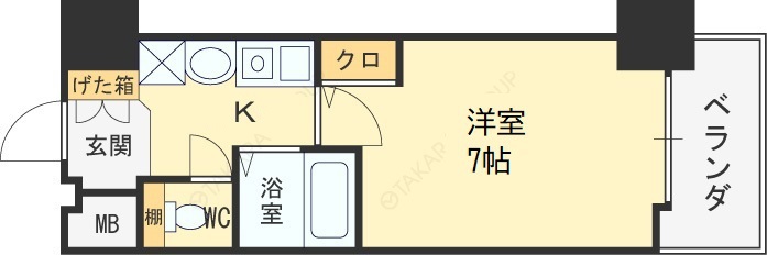 エスリード南森町駅前-1K(110882866)の間取り図