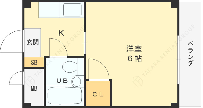 サンズ本庄公園-1K(94935505)の間取り図