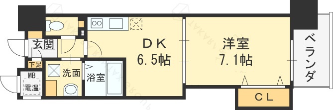 エスポルテ福島-1DK(87440776)の間取り図