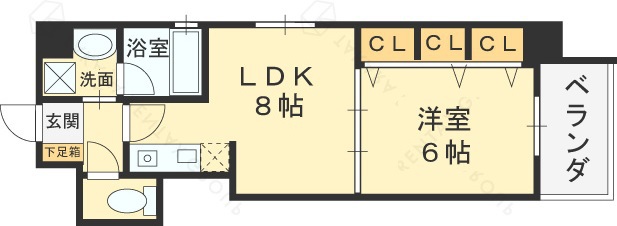 クリーデンス福島-1LDK(92186832)の間取り図