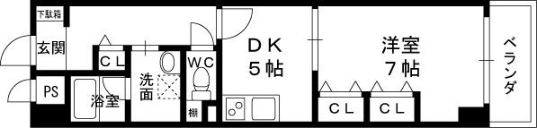 天満リバーサイドプラザ-1DK(112718168)の間取り図