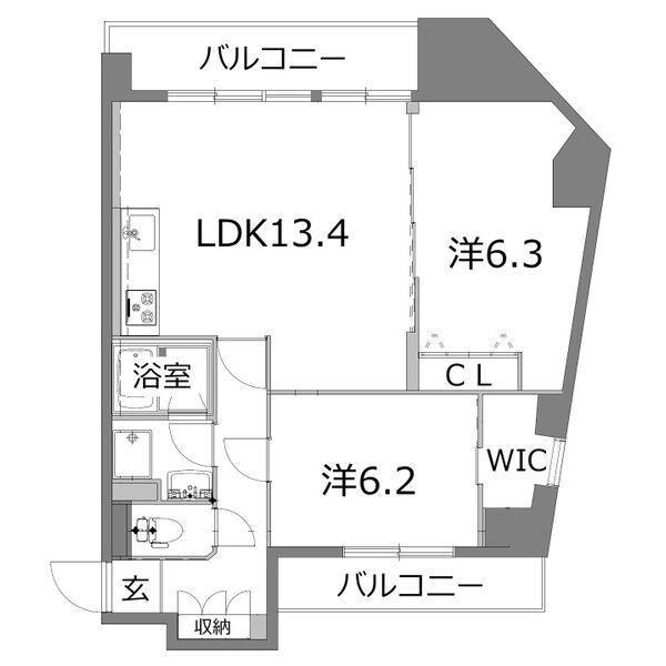 阪神ハイグレードマンション１番館-2LDK(112092652)の間取り図