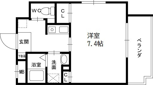 ビガーポリス１０１扇町-1K(111136155)の間取り図
