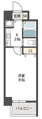 パークヴュー北梅田-1K(112167896)の間取り図