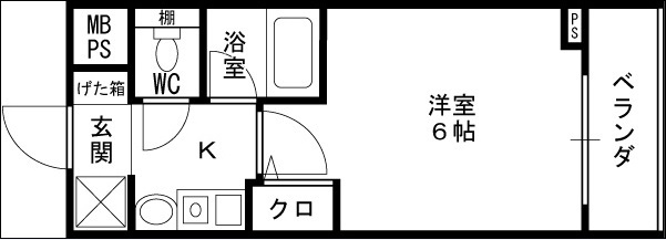 エスリード同心第３-1K(112632967)の間取り図