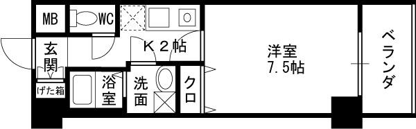 アスヴェル梅田ＷＥＳＴ-1K(111094744)の間取り図
