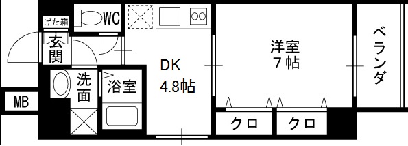 アスヴェル梅田ＷＥＳＴ-1DK(111098362)の間取り図
