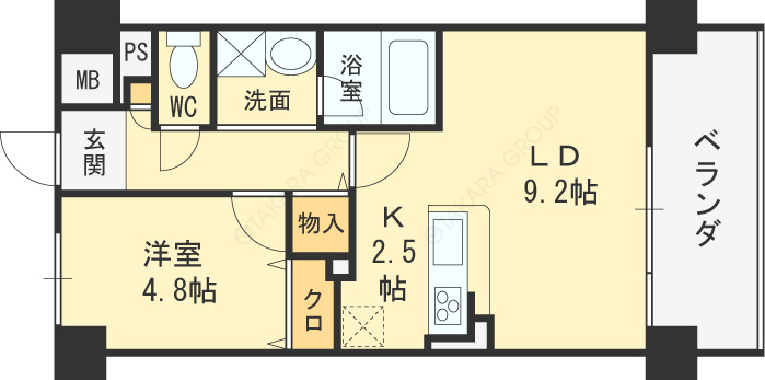 海老江サンライズ-1LDK(112294365)の間取り図