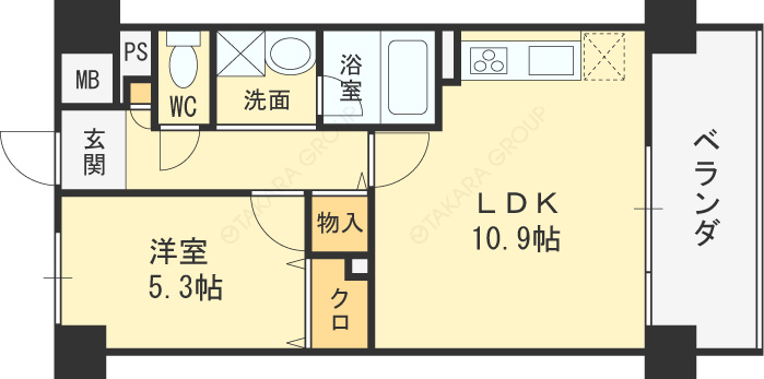 海老江サンライズ-1LDK(88204852)の間取り図