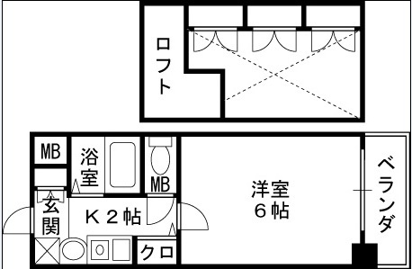 エステムコート梅田茶屋町デュアルスペース-1K(110709273)の間取り図