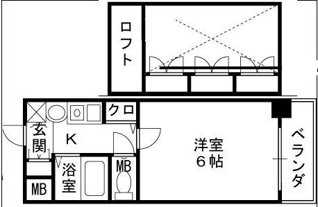 エステムコート梅田茶屋町-1K(111499263)の間取り図