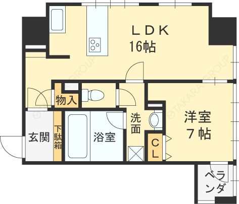 Ｗ．Ｏ．Ｂ．ＮＩＳＨＩＵＭＥＤＡ-1LDK(83329140)の間取り図