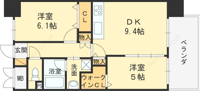 ベリー海老江-2DK(112364168)の間取り図
