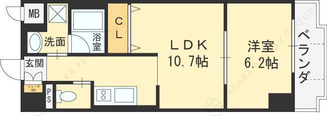 クリスタルブライト天満橋リバーサイド-1LDK(94522906)の間取り図